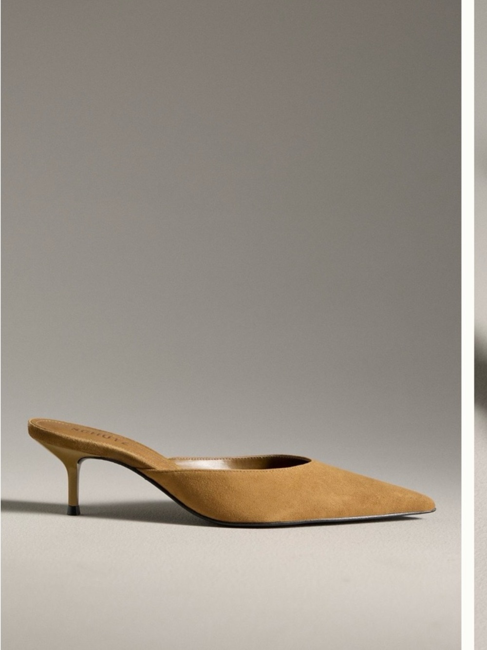 SCHUTZ Julie Suede Kitten Heel Mules, Size 8.5, Color Dried Pistachio